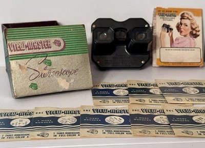 Vintage 1949 Sawyer's View-Master Model C Bakelite Boxed Set 9 Reels Brochure