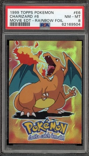 Pokemon Topps Charizard Movie Edition Rainbow Foil #E6 PSA 8