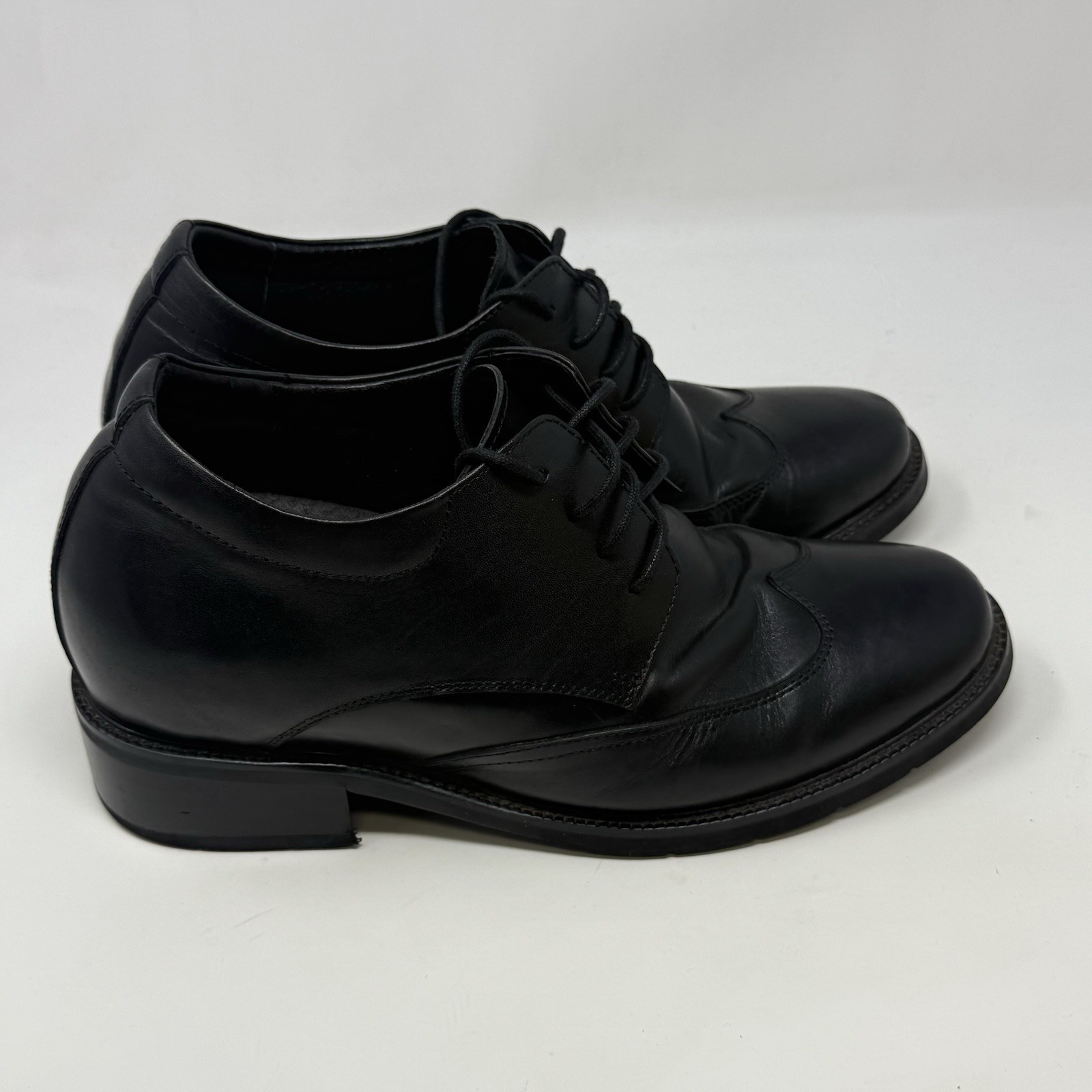 SAOLA Scarpe uomo Calto 3” tacco invisibile aumento altezza 8 pelle nera derby