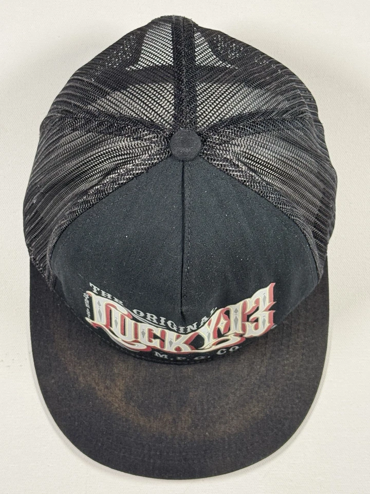 Sombrero de camionero Lucky 13 malla negra adulto Snapback ajustable Y2K ropa de calle Foto 2 de 4