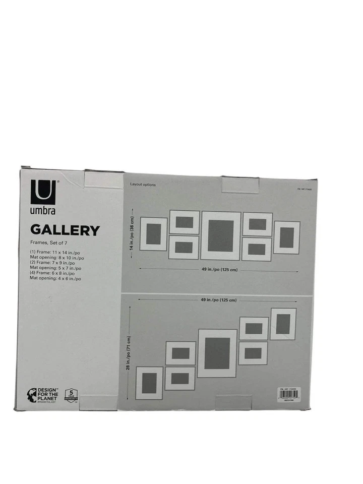 Juego de marcos de fotos Umbra Gallery colección de exhibición de pared de nogal envejecido de 7 piezas NUEVO Foto 4 de 4