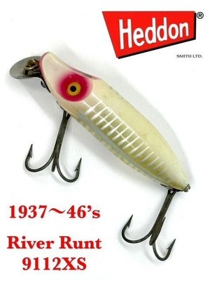 Old Heddon River Runt Spook Sinker 9112XS White and Red Shore Minnow Color