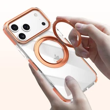 For iPhone 17 Pro Max 17 Air 16e Clear Mag Safe Case 360° Ring Kickstand Cover
