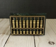 Vintage Paper Weight Brass and Marble Abacus