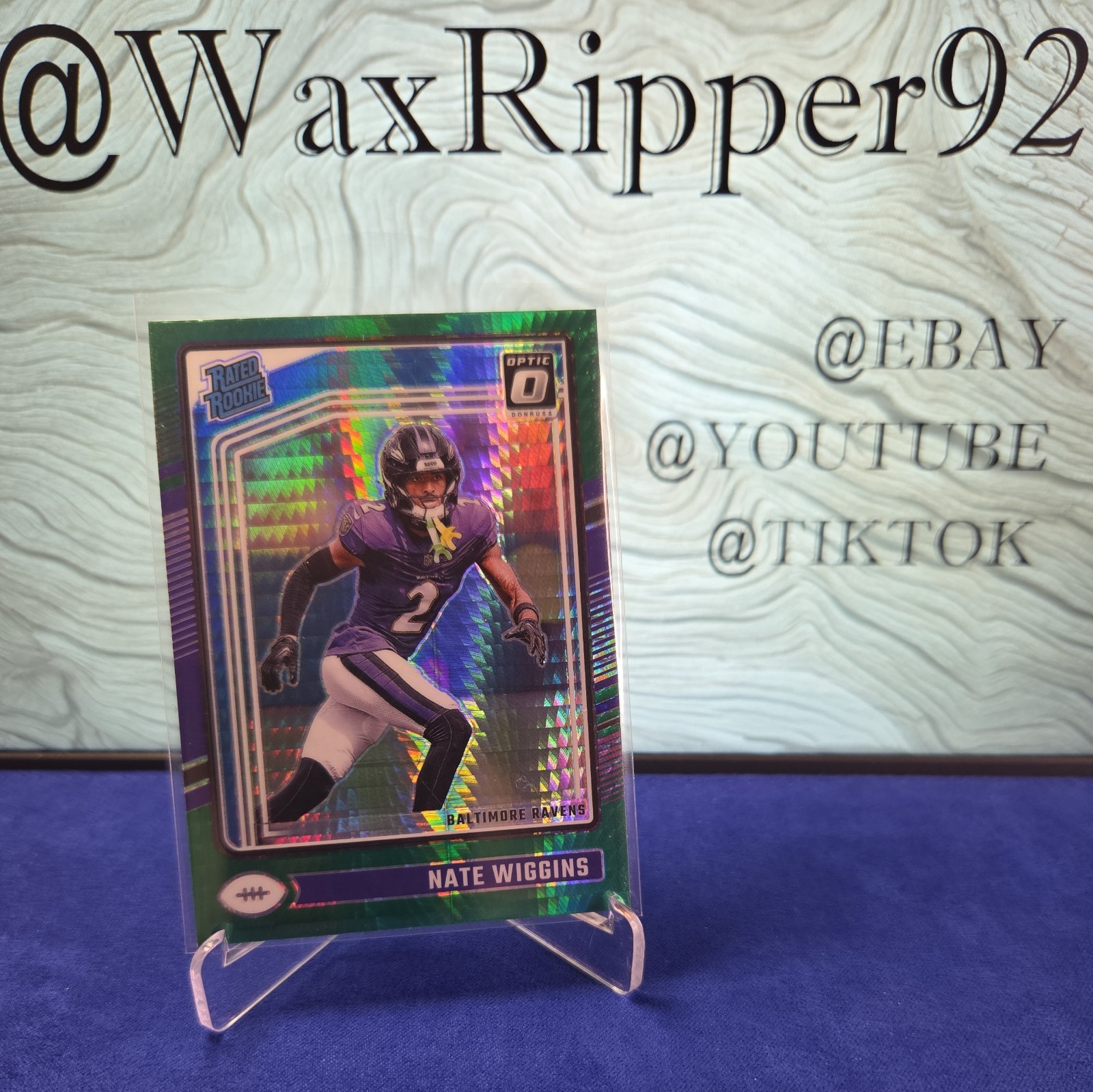 2024 Donruss Optic Nate Wiggins Rated Rookie Green Hyper Prizm #281 Ravens 🔥 
