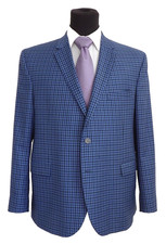 Loro Piana Jimmy Au 2 button side vent blue gingham check sport coat jacket 48S