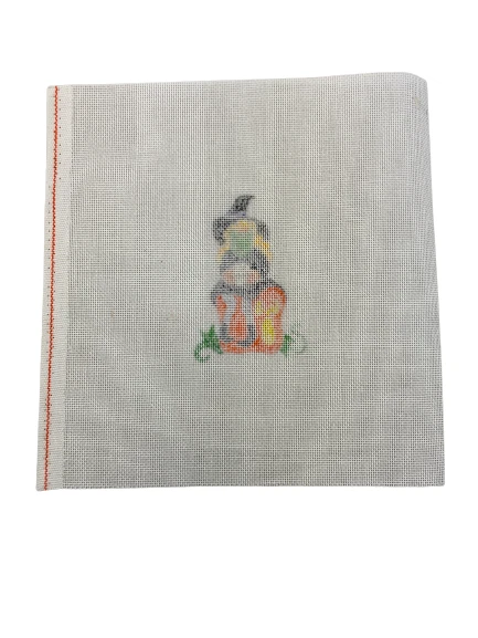 Katie Did Hand Painted Needlepoint Canvas Witch on Pumpkin 10x10 Embroidery - Image 2 of 4