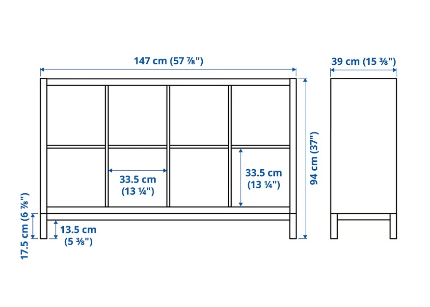 KALLAX Regal mit Untergestell, schwarzbraun/schwarz, 147x94 cm - Bild 2 von 2