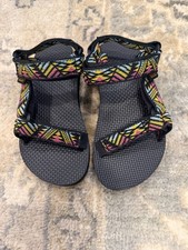 Teva Original Universal Sandal - Black Pink Yellow Blue Kids Sz 12 NEW
