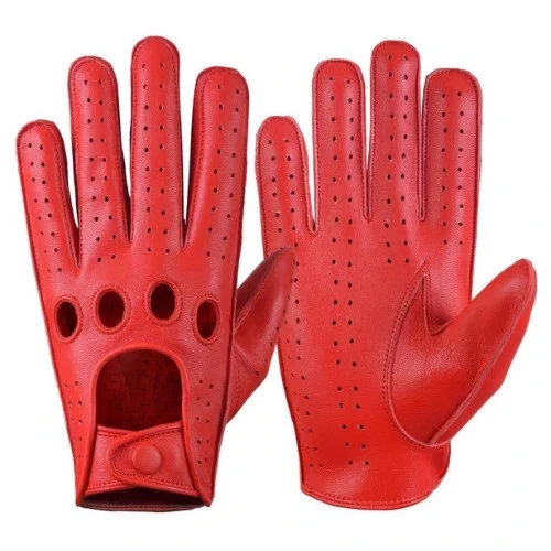Genuine Leather Gloves Red Color for Motorcycle, Driving Gloves Sz XL