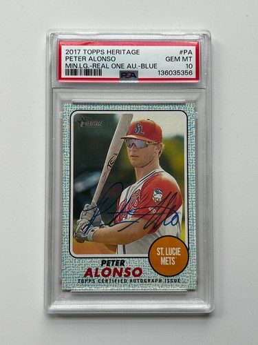 2017 Heritage Minor League Peter Pete Alonso Real One Auto #/75 Blue PSA 10
