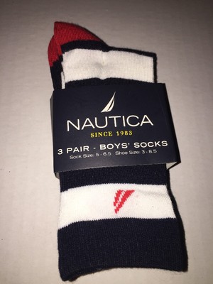 Brand New- Nautica 3 Pair Boys Socks (Size 3c-8.5c)