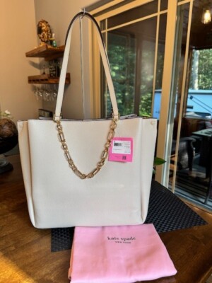 kate spade new york / CARLYE PEBBLED LETHER LARGE TOTE/トートバッグ/レザー/BLK Kate Spade New York Carlyle Large Tote - Pebbled Leather - Milk