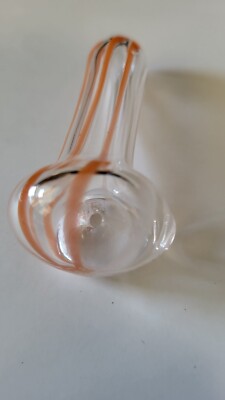 Collectible Tobacco glass pipe 2.2-inch White Red Lining