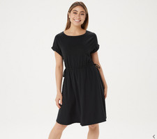  AnyBody Cozy Knit Cinched Waist Dress-Black-XL A353779 NEW