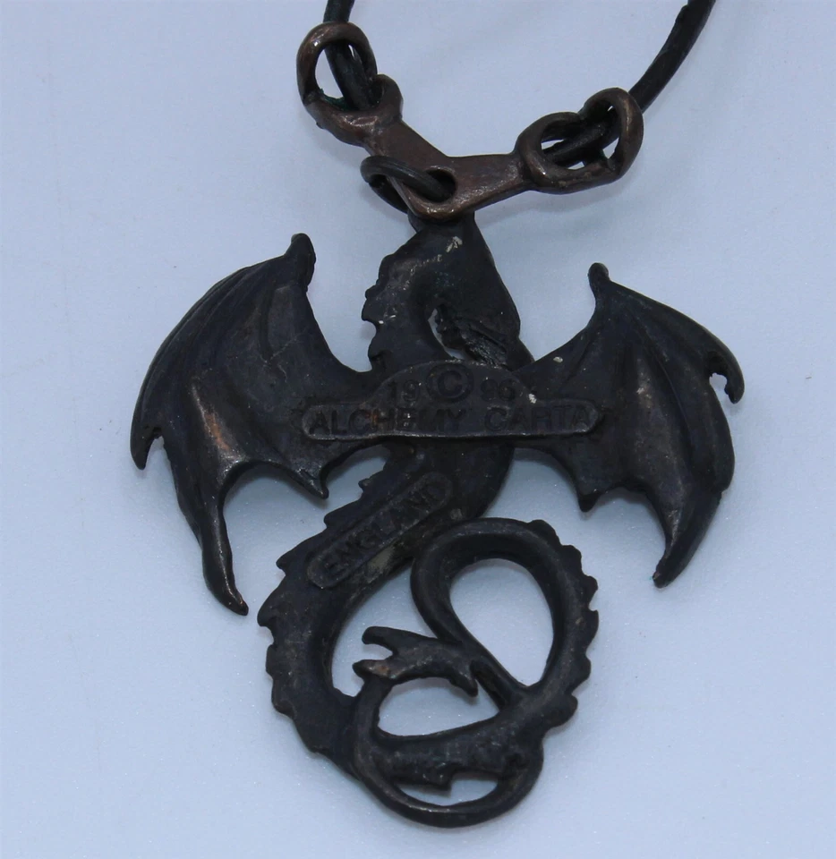 Collar Colgante Dragón Wyverey Alquimia Gótico Vintage 1996 Foto 2 de 4