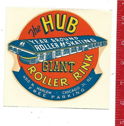 Vintage water decal The Hub Giant roller rink Chicago Illinois Decalcomania Co.