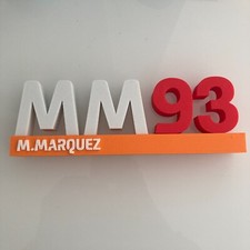 Logo Moto GP Marc Marquez 3D, blanc, 18cm x 6 cm x 2cm