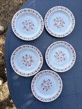 Lot de 5 assiettes à dessert à fleurs collection Scania Arcopal vintage ø 15 cm