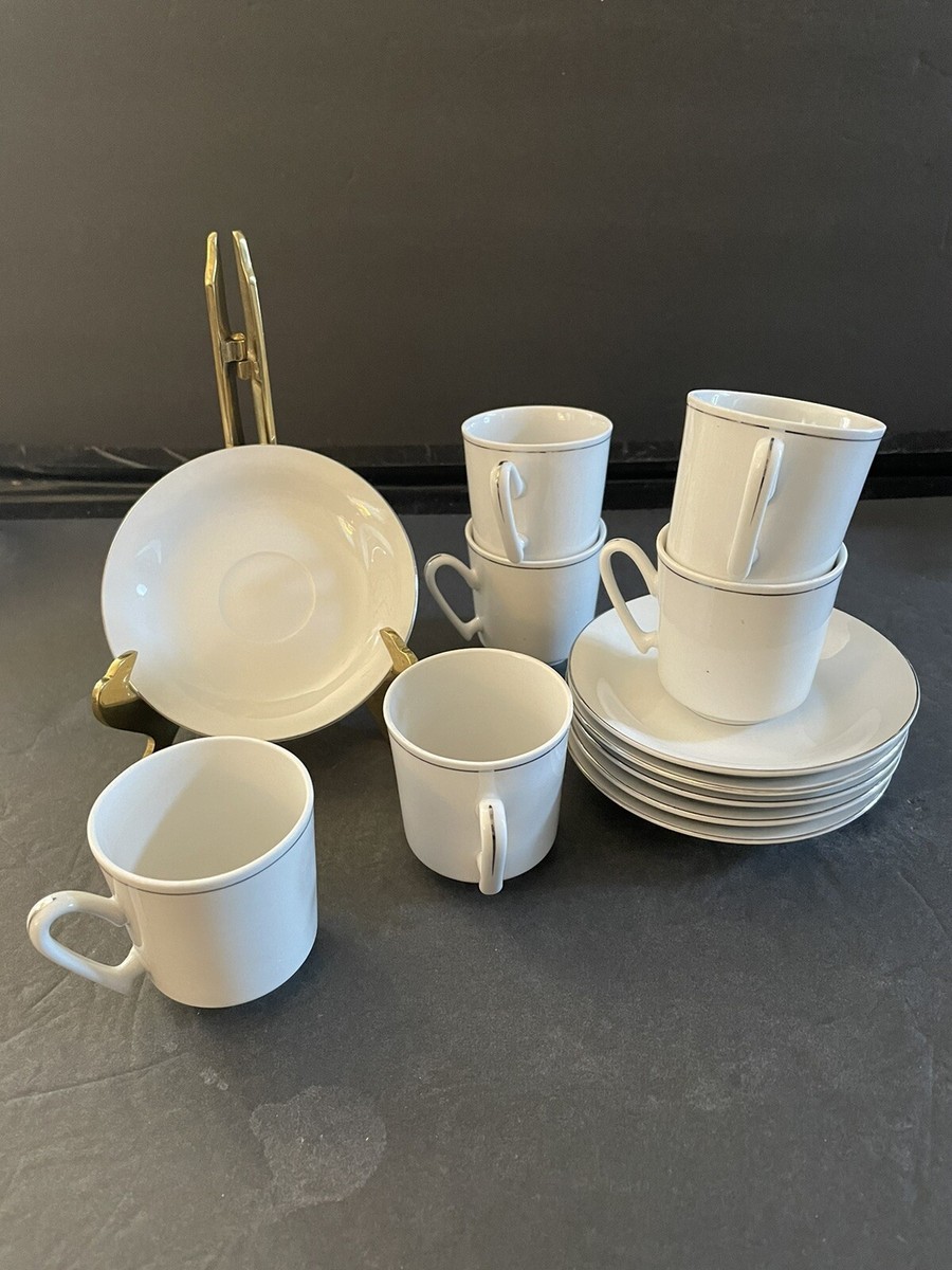 Tuscany Collection Fine China Espresso Cup/Saucer 12 pc Set White w/silver  EUC | eBay