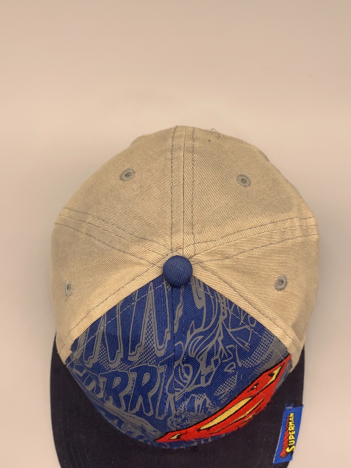 Superman Hat Cap Strapback Adjustable Biege Blue … - image 7