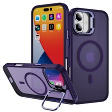 For iPhone 16 15 14 Pro Max 13 12 11 Magnetic Clear Hybrid Lens Stand Case Cover