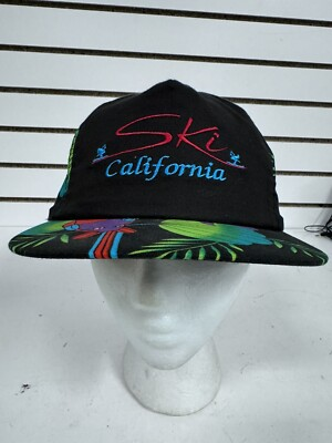 #ad 90s Vintage New Old Stock Ski California Floral Strap Back Ball Cap Hat BH $49.95