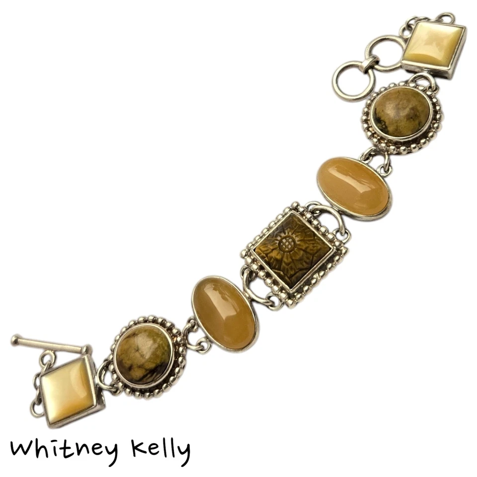 Pulsera WHITNEY KELLY 925 Plata Vintage Ojo de Tigre Jaspe y Multipiedra Foto 4 de 4