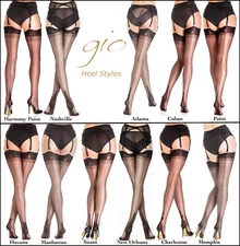 Gio Fully Fashioned Stockings BLACK / All Sizes & Heel Styles / from NYLONZ