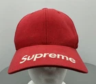 Rare sangle de chapeau rouge blanc Supreme X Millitage dos
