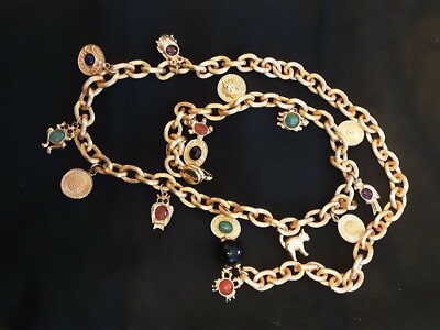 JUDITH LEIBER SEMI PRECIOUS STONE CHARM BELT/NECKLACE 1980s  display picture 2