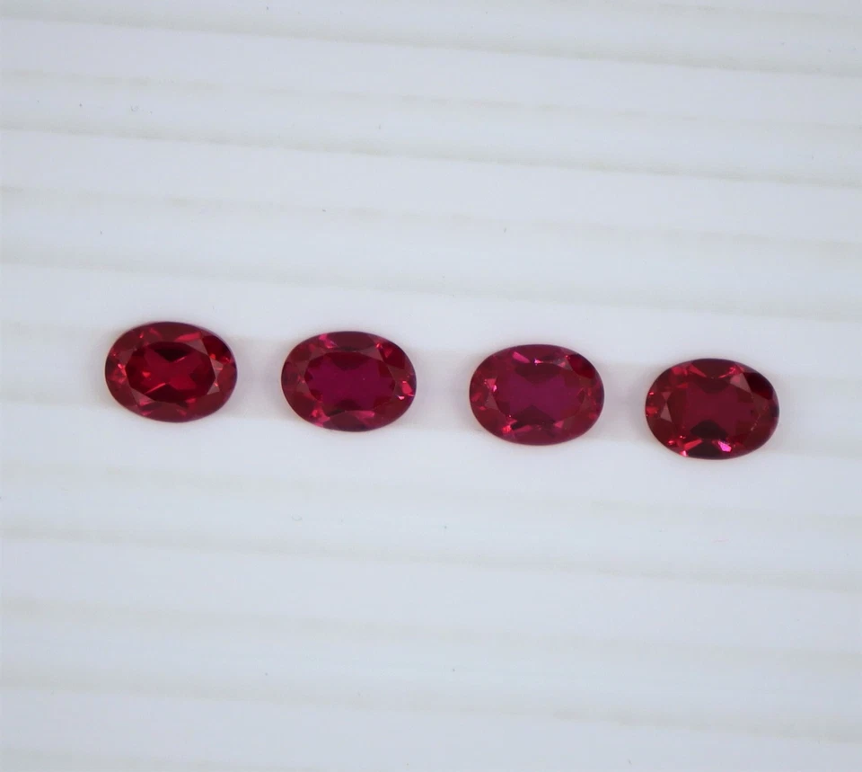 Synthetic Oval Red Ruby Gemstone Faceted Lab Created Loose Gemstone 3x4 to8x10mm - Image 4 of 4