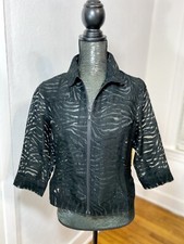 Coldwater Creek Safari Burnout Zebra Jacket Blazer Front Zip Sz 6P ~ NWT $89.95