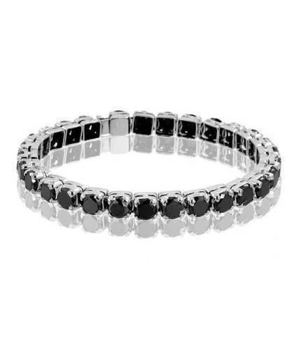 Bracelet en cuir plaqué or 18 carats avec cristal à facettes noir | Belgique