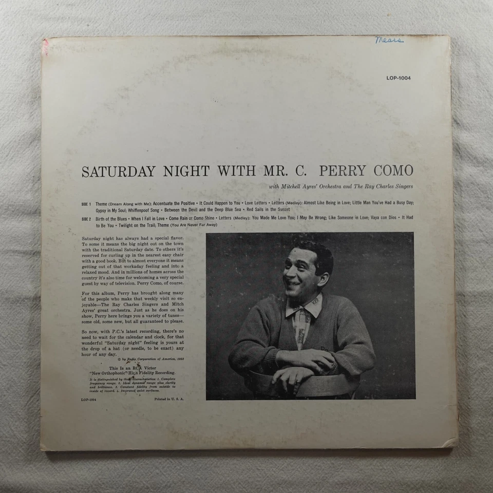 Perry Como Saturday Night With Mr C Record Album Vinyl LP - Image 2 of 4