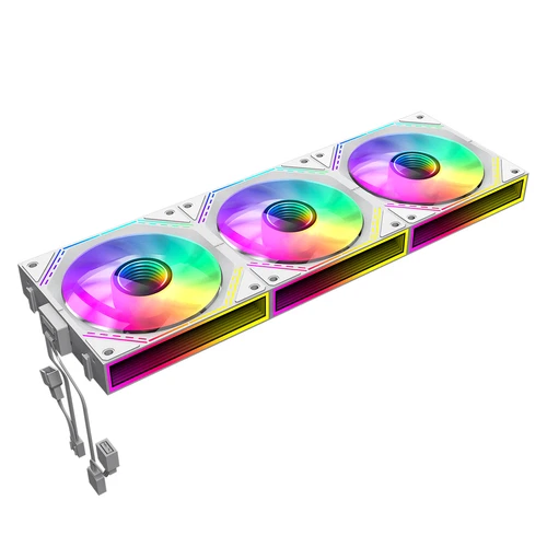 GameMax 3 Pack 120mm Infinity PC Linked Cooling Fan Set ARGB LED 4-Pin PWM White