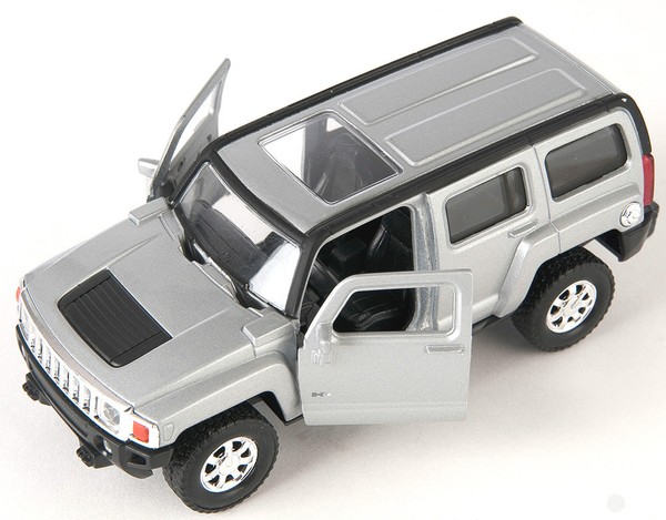 Blitz Versand Hummer H3 Silber / Silver Welly Modell Auto 1:34 Neu & Ovp-image