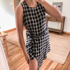 Rag & Bone Black White  Plaid Tunic Sleeveless Mini Dress ALTERED