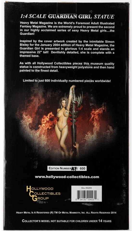 HOLLYWOOD COLLECTIBLES Heavy Metal Guardian Girl 1/4 Scale STATUE 2014 FIGURE - Image 2 of 4