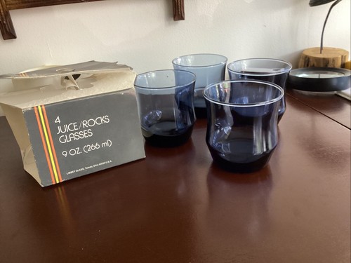 4 Juice / Rocks Glasses Blue