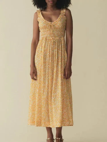 AUTH NEW Doen U-neck Floral Sleeveless Fit & Flare Tank Midi Dress - Imagen 10 de 13