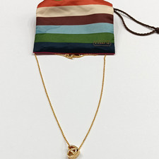 Coach Double Heart Necklace Gold Plated And Crystals