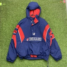 Cleveland Indians Starter Jacket Mens Large Chief Wahoo Pullover 1/2 Zip Sports