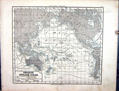 Alte Emil von Sydow?S Schul-Atlas 1870 Karte Großer Stiller Ozean Austra Viktorianisch