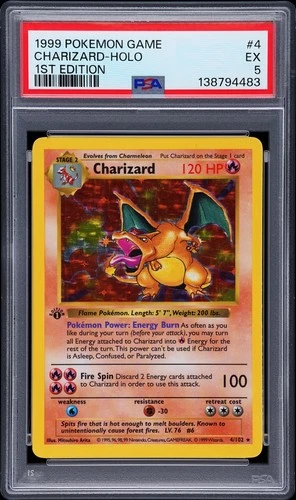 1999 POKEMON BASE SET 1ST EDITION #4 CHARIZARD-HOLO PSA 5