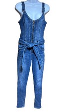 Guess Los Angeles Kaia Overalls Womens SZ M Denim Skinny Leg Jumpsuit Zip Up