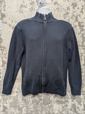 L.L.Bean Sweater Men's Large Navy Blue 100 Cotton Full Zip