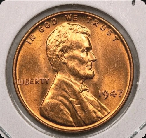 1947 P Lincoln Wheat Cent Penny GEM BU RED BLAZER Original Bank Roll OBW Luster