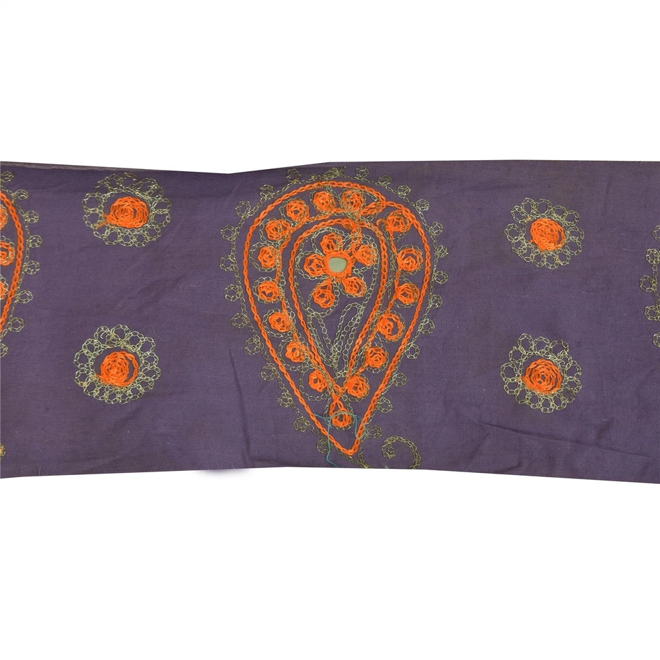 Sanskriti Vintage Sari Borde Cuentas Artesanal 1Yd Borde Encaje 5W Azul Cachemira Foto 4 de 4