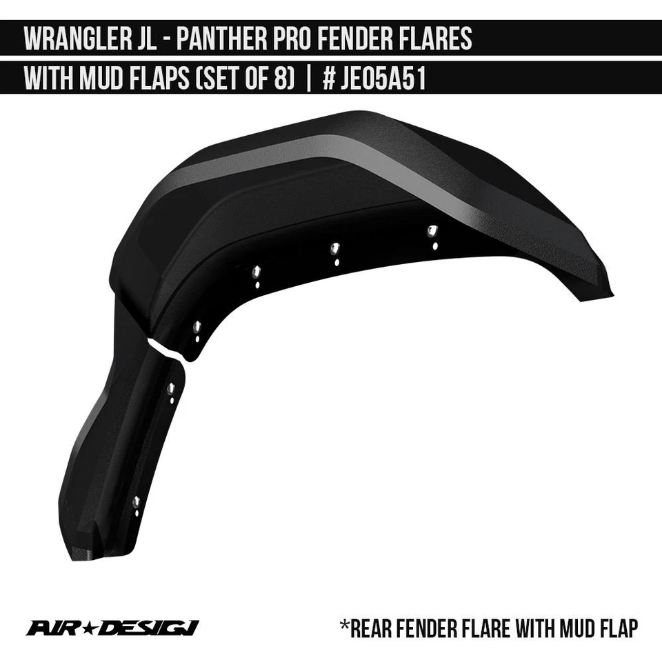 For Jeep Wrangler 2018-2024 Air Design Panther Pro Fender Flares Foto 3 de 4